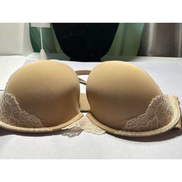 SOMA Nude Tan Memorable FULL COVERAGE Lace Trim Bra Size 34D - Picture 10 of 13